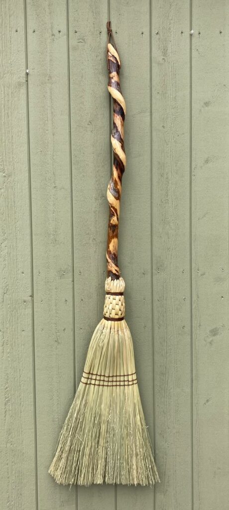 whisked away sweeper broom with diamond willow handle
