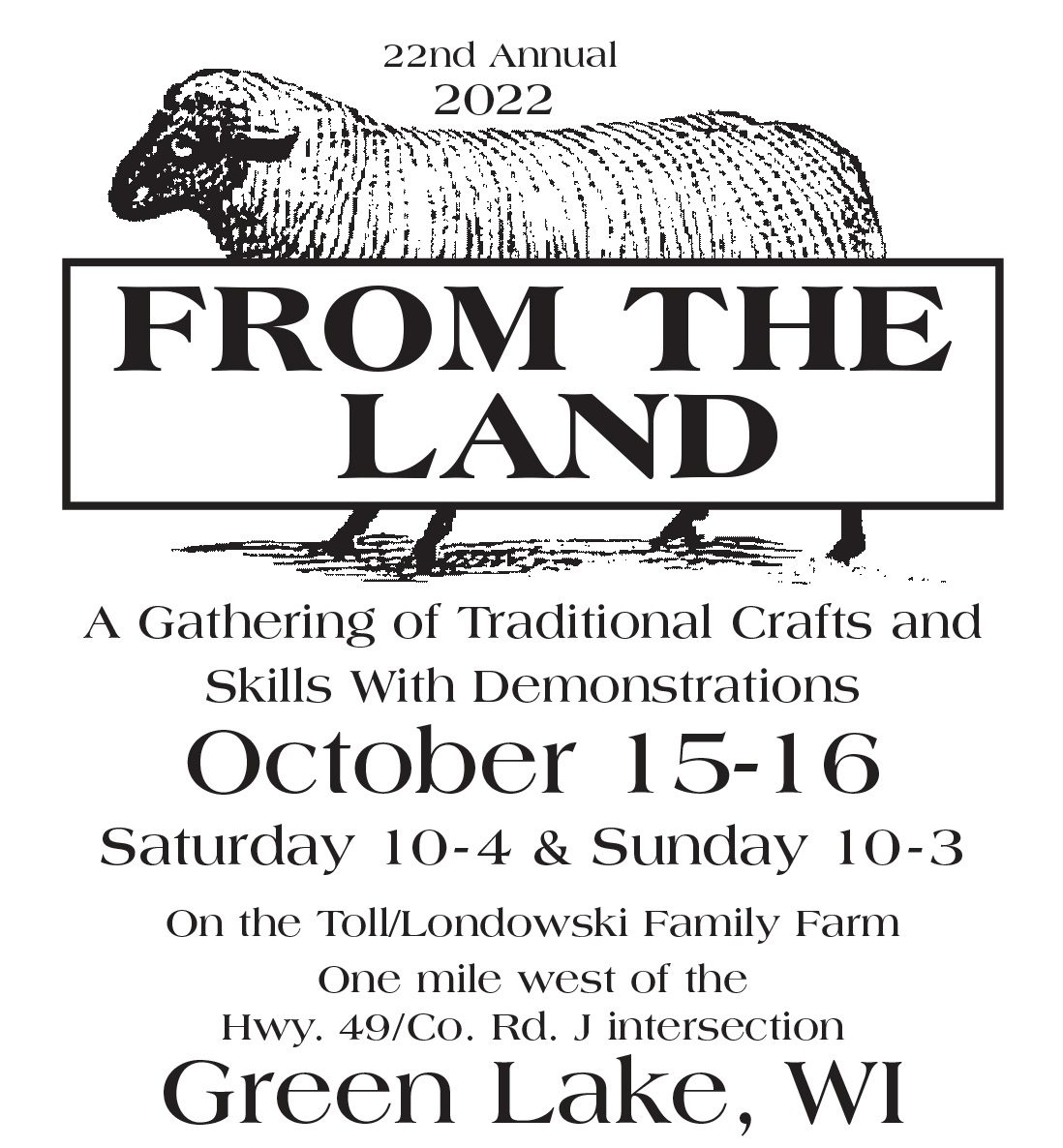 Save the Date: From the Land Festival, Oct 15-16th, 2022