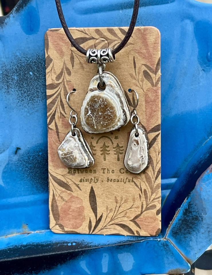 between the cedars stone necklace and earrings